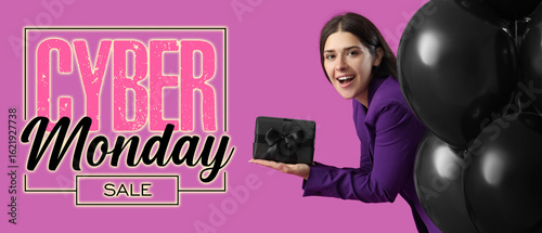 Young woman with gift box a...