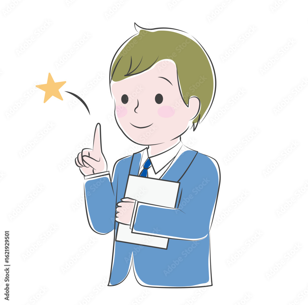 ポイントを説明するスーツを着た男性 ポイントを説明するスーツを着た男性