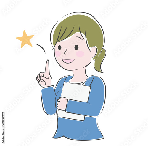 ポイントを説明するスーツを着た女性