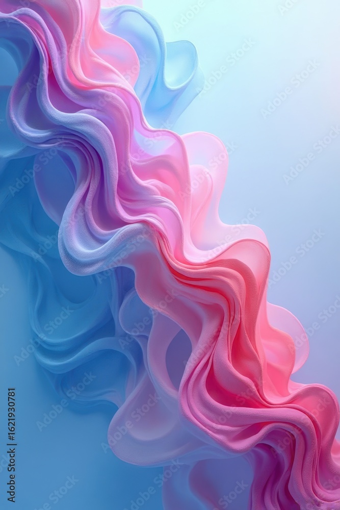 Fototapeta premium Ethereal Abstract Smoke Waves in Pastel Pink and Blue Hues