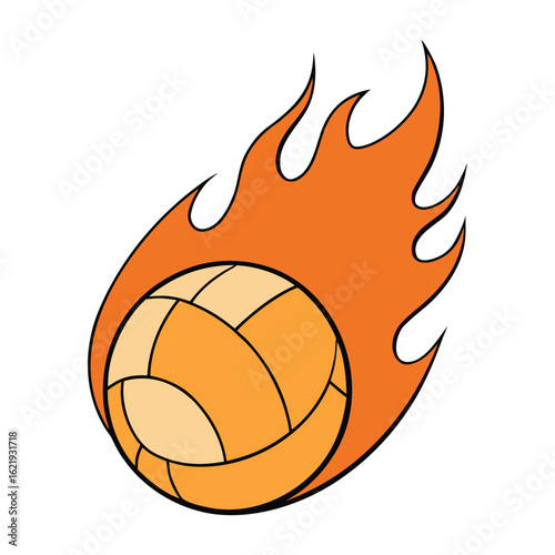 A blazing volleyball ignites mid-air, trailing fiery streaks as it rockets over the net—intensity, heat, and action collide in this explosive fire-volleyball showdown!
