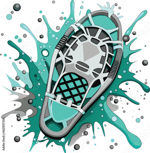 Teal snowshoe splash with grey and white accents vector