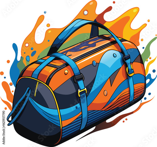 Vibrant duffel bag with abstract splashes sports bag gym bag