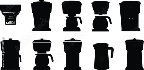 Kitchen appliances silhouettes collection