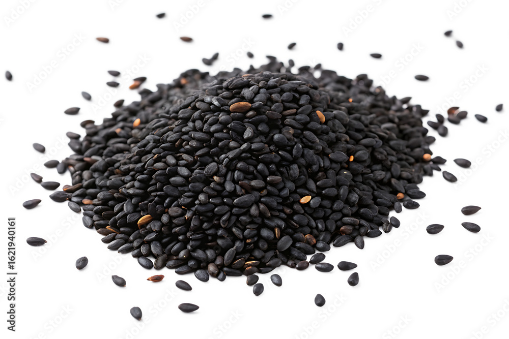black sesame seeds isolated on background white black sesame seeds isolated on background white