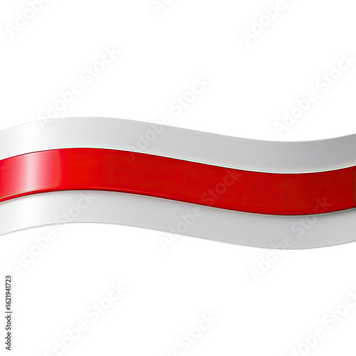 Free Download Flowing Red and White Ribbon 3D Wavy Silk Decoration Isolated on White Background, Generative AI - GFXLoad