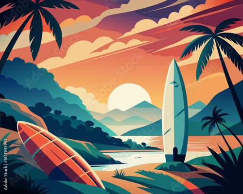 surfboard on the beach
