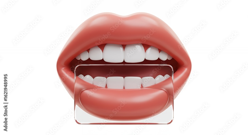 Fototapeta premium Mouth shaped toothbrush holder decorative object