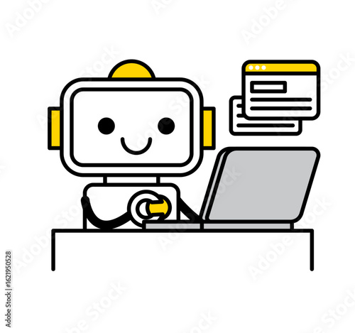 AI、ロボットのアイコンイラスト / パソコン / テキスト / ベクター