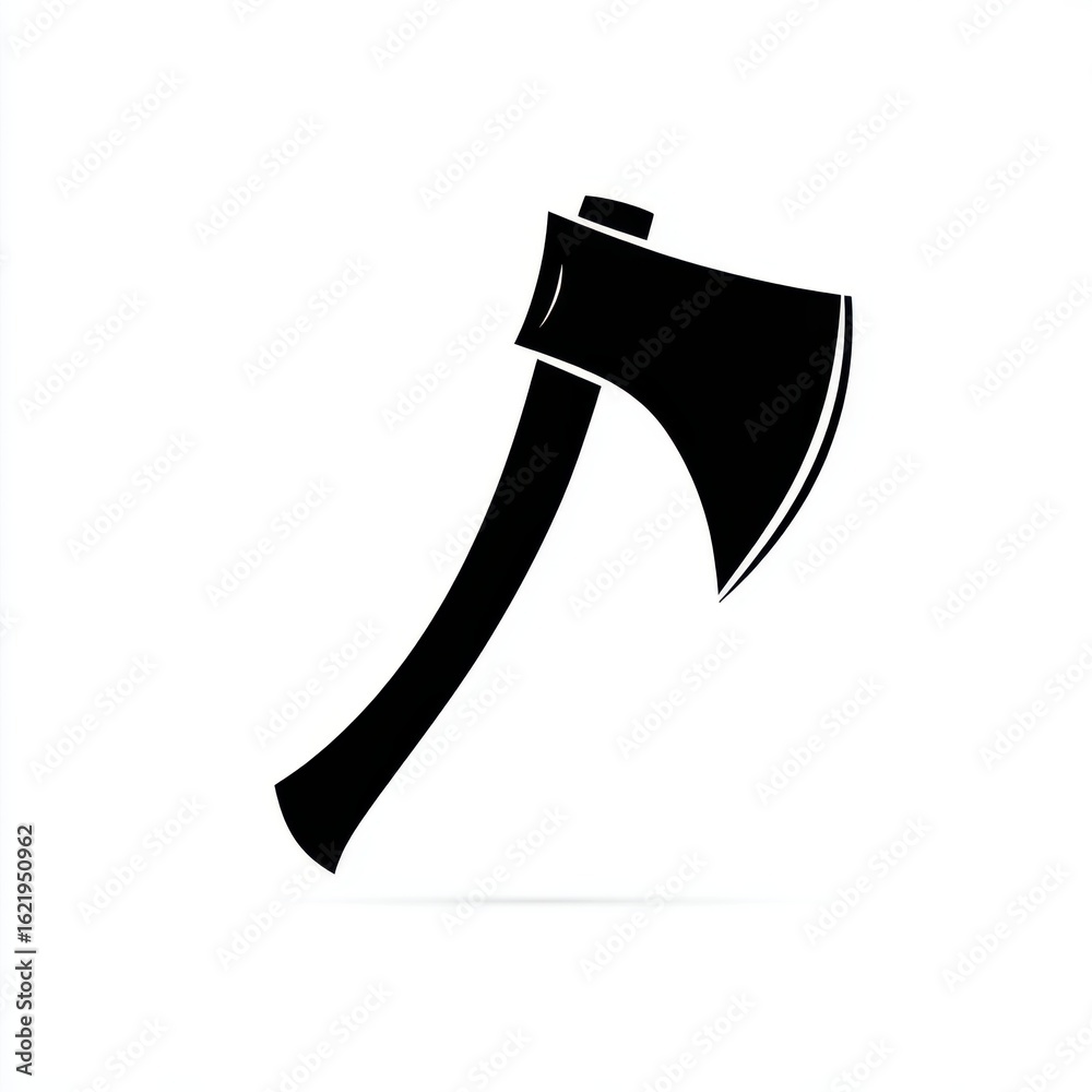 Black Axe Silhouette on White Background Black Axe Silhouette on White Background