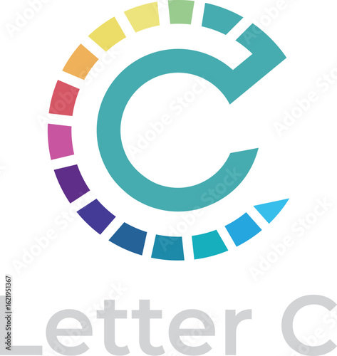 Colorful Letter C Logo with a Rainbow Circle
