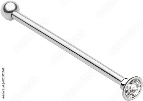 Elegant silver barbell piercing with sparkling diamond accent for a sophisticated look