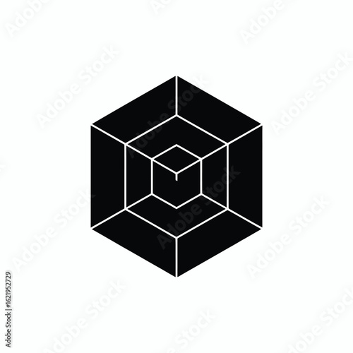 Abstract geometric cube design with nested squares