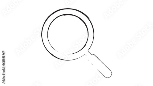 Magnifying Glass Search Tool Sketch Illustration on Transparent Background