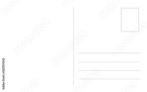 Blank postcard template with stamp area and lines
