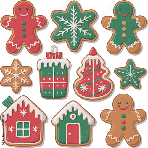 Cartoon Gingerbread Cookie Collection – Holiday Treats and Festive Desserts Vector Pack