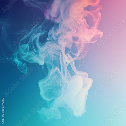 smoke on blue and pink gradient background.