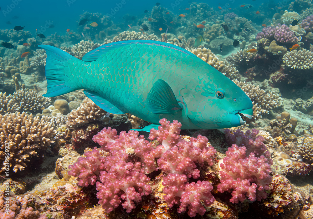 Obraz premium Turquoise fish in coral reef