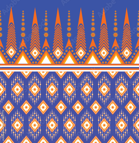 Orang & blue seamless geometric pattern