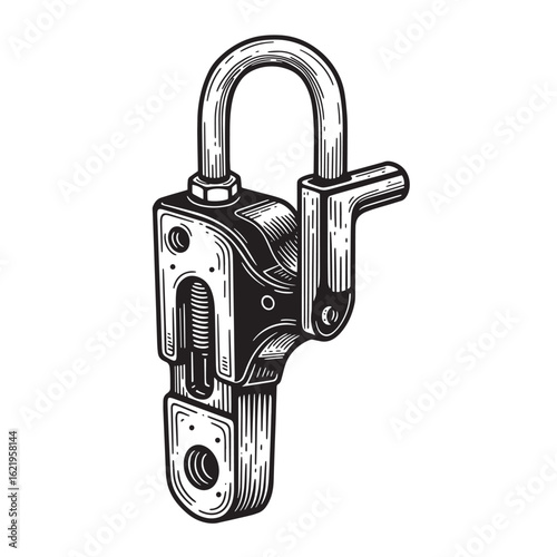 Detailed illustration of a heavy duty metal padlock showing the locking mechanism and build