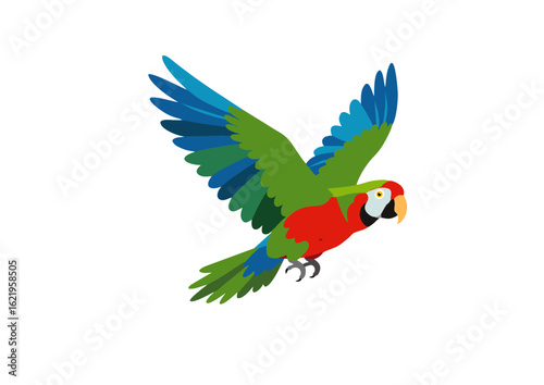 Vector illustration set of diverse wildlife, including a dolphin, a panda bear, a colorful parrot, and a friendly elephant isolated on a white background.