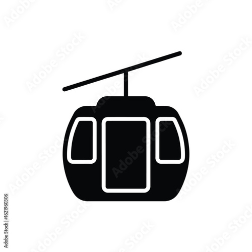 Simple black icon of a gondola cable car