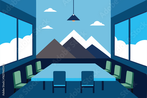 modern conference room with mountain view   (1).eps