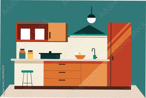 modern kitchen interior with furniture