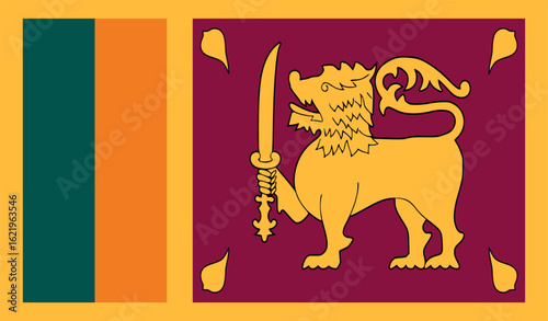 The national flag of sri lanka featuring a golden lion and sword