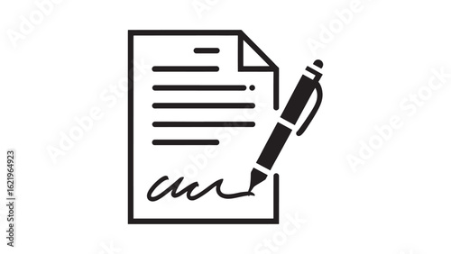 Agreement Document with Pen Icon for Business Contract and Legal Paperwork on Transparent