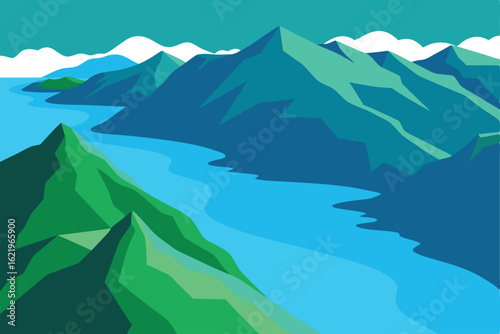 landscape with mountains and blue sky