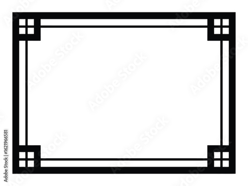 Elegant black and white rectangular border with corner accents