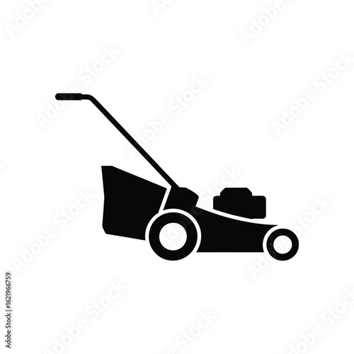 Black silhouette of a push lawn mower