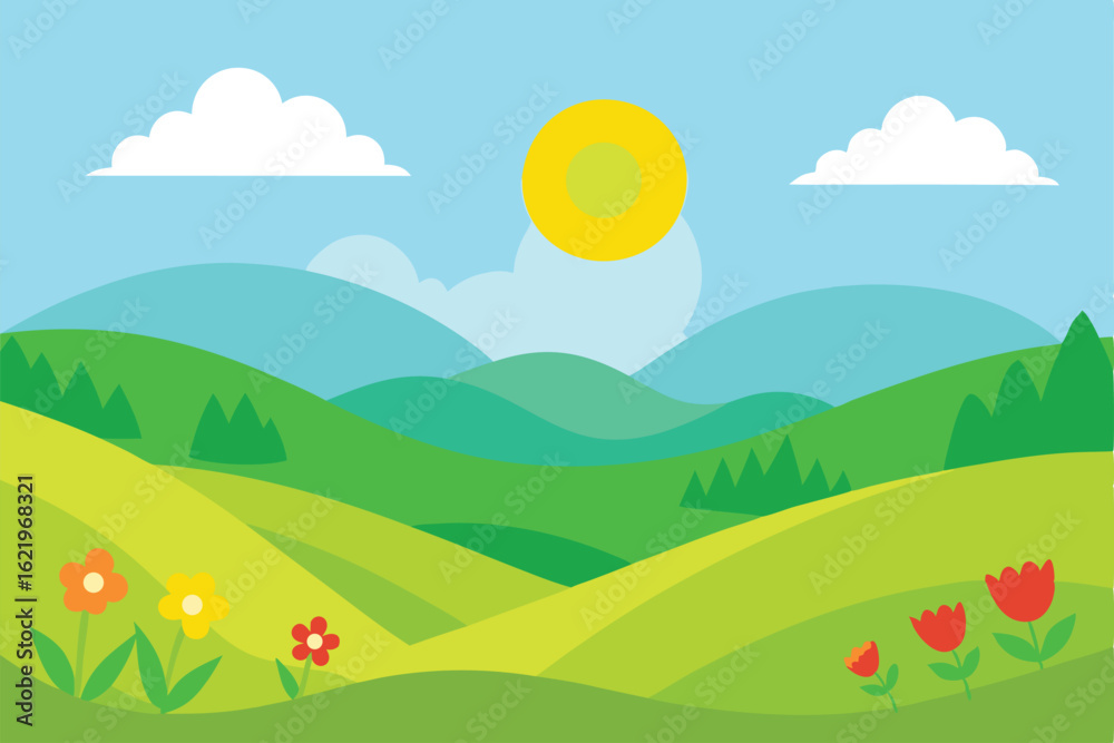 Fototapeta premium summer landscape with mountains and clouds