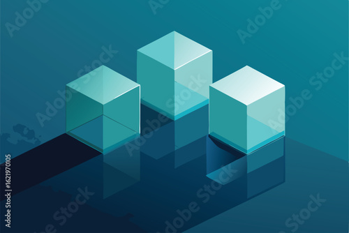 transparent glass cubes reflecting light on reflec.eps