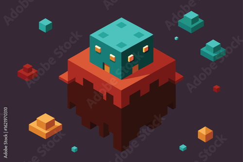 Isometric Cubic Island with Tree