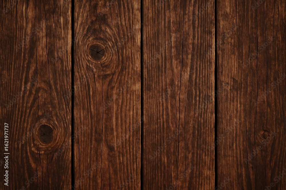 Naklejka premium Weathered Barn Wood Texture Background with Rich Brown Tones and Natural Grain Patterns for Rustic Design