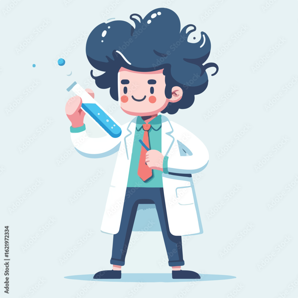 Scientist with wild hair and test tube Scientist with wild hair and test tube