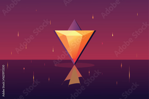 Upside Down Glowing Triangle Vector Background