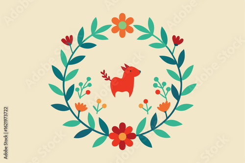 floral wreath encircling a sacrificial animal illu.eps