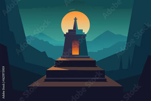 buddhist temple in the night