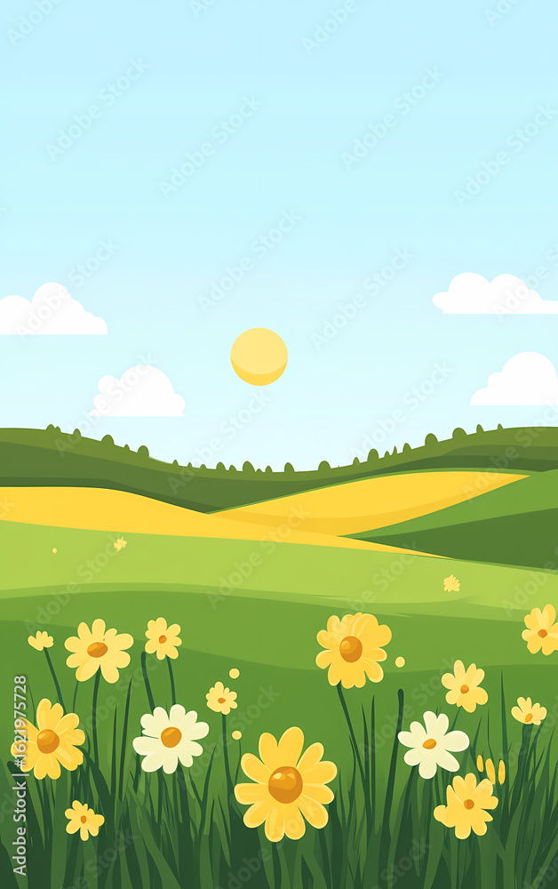 Fototapeta premium A Beautiful Spring Meadow Landscape