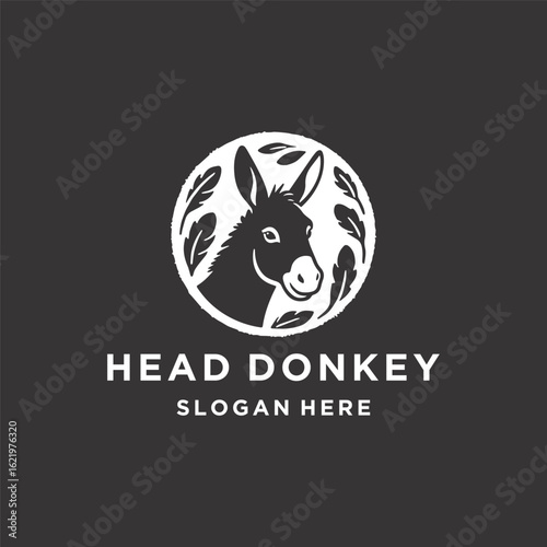 Friendly head donkey logo symbolizing humility and strength.