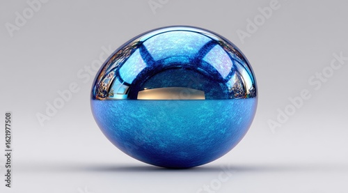 Wallpaper Mural A reflective, blue sphere rests on a light gray surface Torontodigital.ca