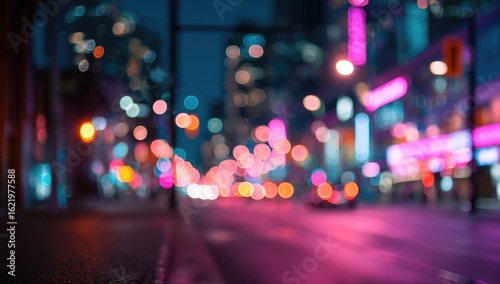 Wallpaper Mural Blurry city street at night, vibrant bokeh Torontodigital.ca