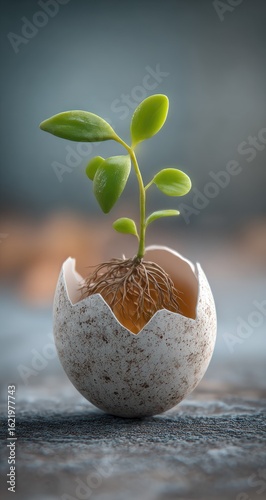 Wallpaper Mural Small plant sprouts from a broken eggshell Torontodigital.ca