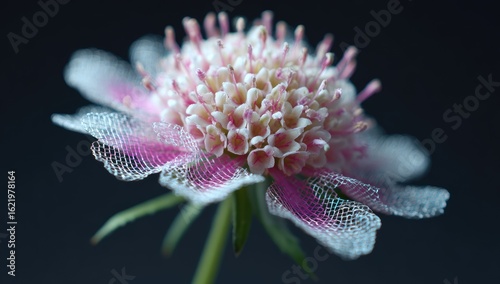 Wallpaper Mural Close-up of a delicate pink and white flower adorned with translucent fabric Torontodigital.ca