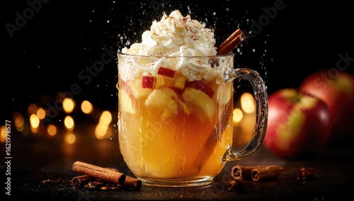 Wallpaper Mural Spiced apple cider in a mug with whipped cream and cinnamon sticks Torontodigital.ca