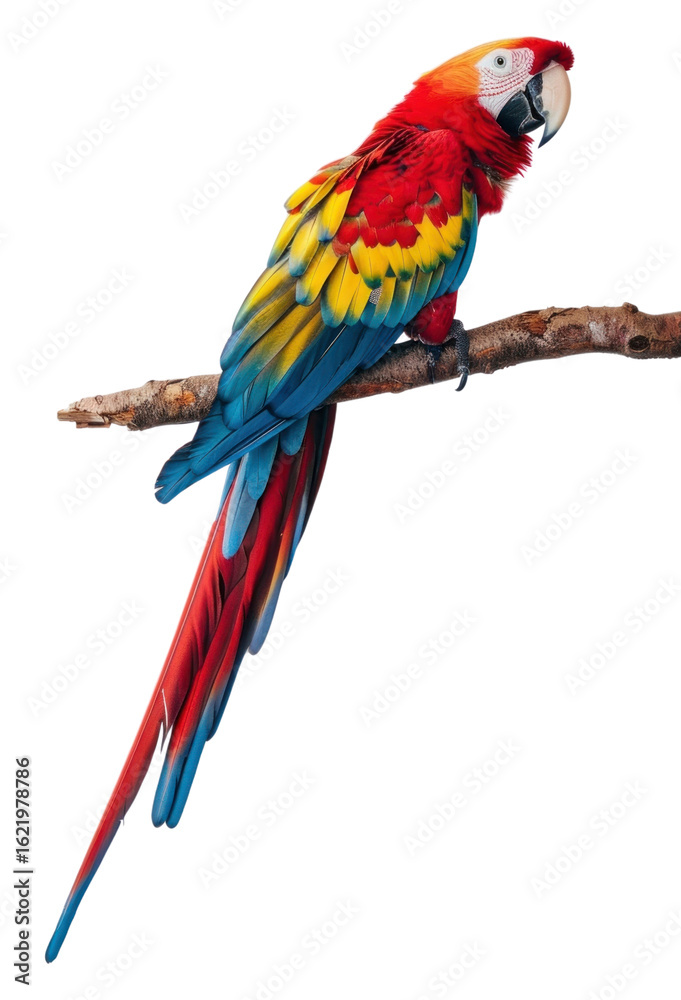 Fototapeta premium PNG Colorful parrot perched branch