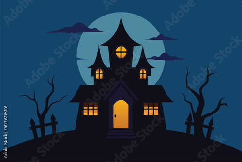 halloween background with haunted house